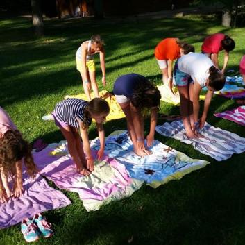 Campers practice some yoga during free time